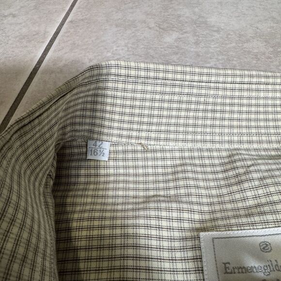 NICE Ermenegildo Zegna Men's 42/16.5 Check Long Sleeve Button Up Pocket Shirt - Picture 5 of 5
